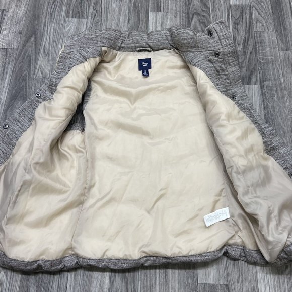 GAP Snap & Full Zip Up Sleeveless Beige Quilted Puffer Vest Women's Size Medium - Picture 8 of 11